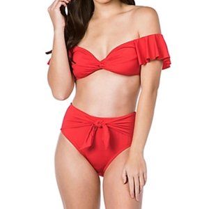 Trina Turk Red Off-Shoulder Bikini